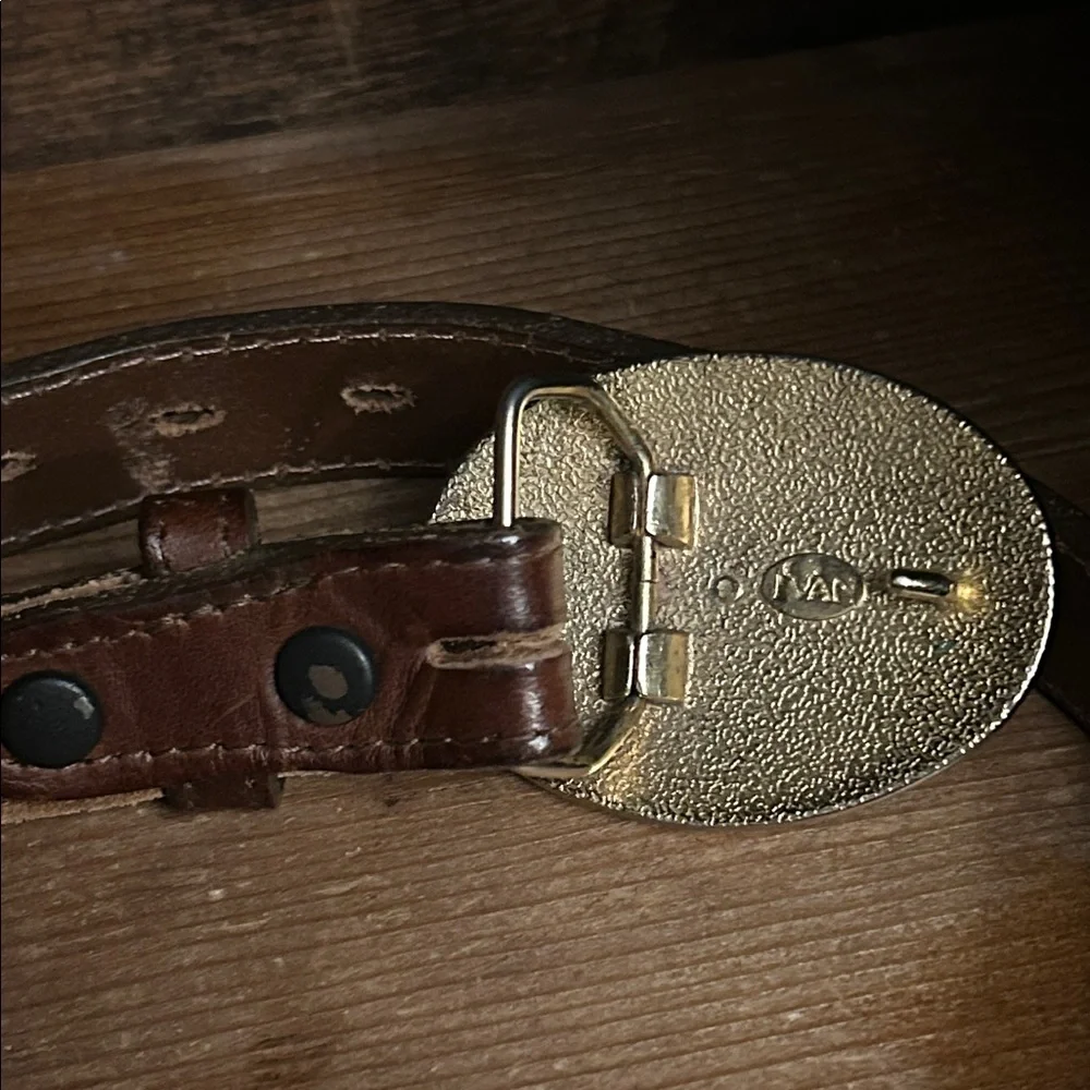 Nocona Belt Co Kids size 24 Western Belt & Ivan rodeo belt buckle